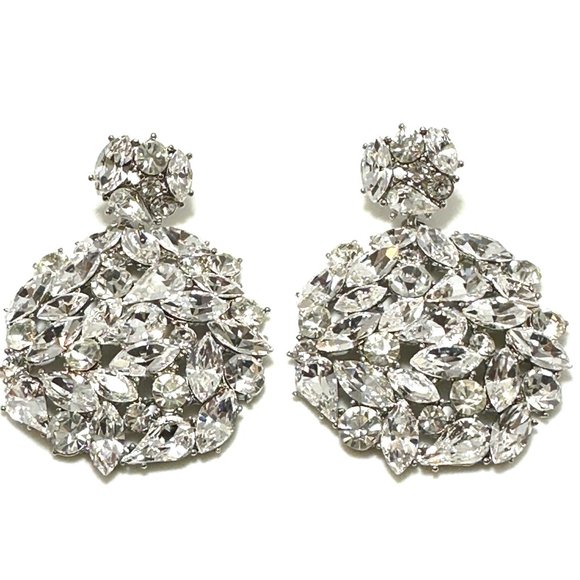 KENNETH JAY LANE SILVER/RHINESTONE CRYSTAL PIERCED EARRING